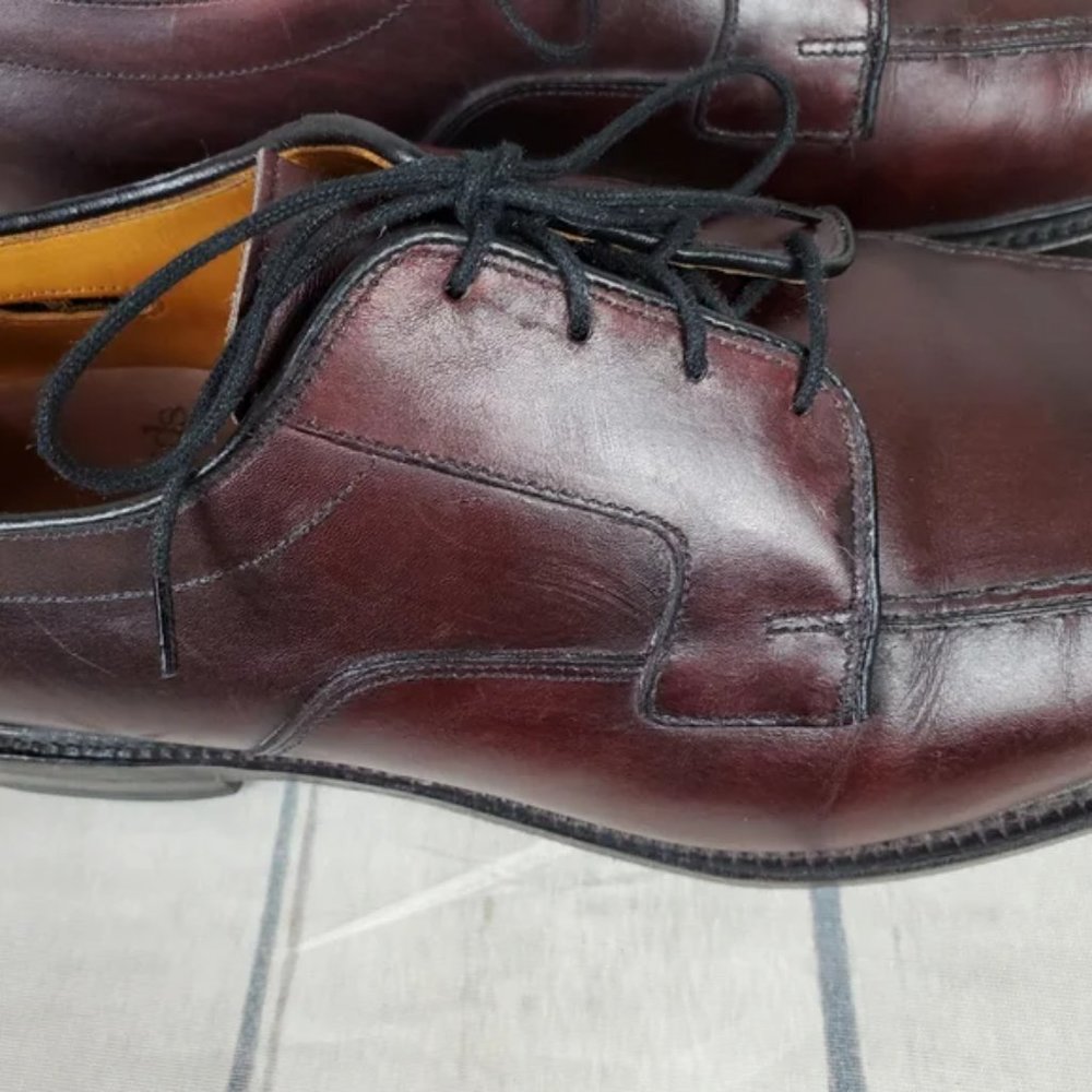 Allen Edmonds Hillcrest Burgundy Leather Lace Up Bicycle Toe Blucher Size 10D - Picture 5 of 16